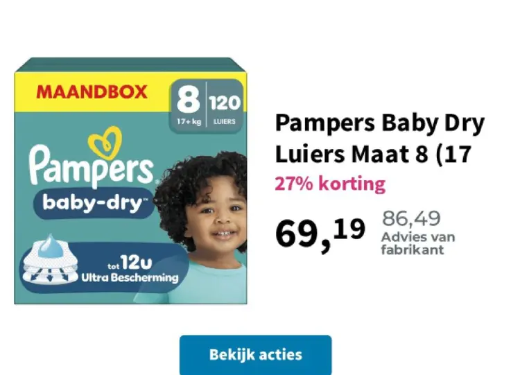 Promotie: Pampers Baby Dry Luiers Maat 8