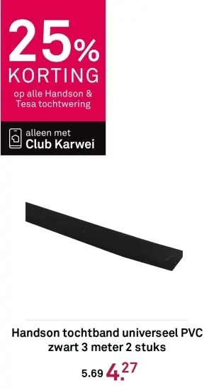 Aanbieding: Tochtband universeel PVC zwart 3 meter 2 stuks