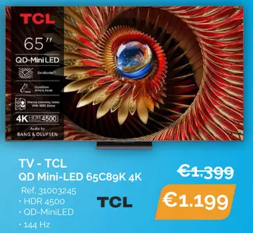 Aanbieding: TV - TCL QD Mini-LED 65C89K 4K