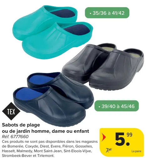 Offre: Sabots de plage ou de jardin homme, dame ou enfant