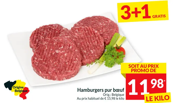 Offre: Hamburgers pur bœuf