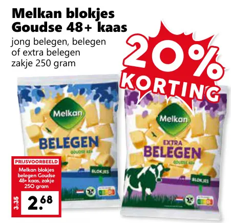 Aanbieding: blokjes Goudse 48+ kaas