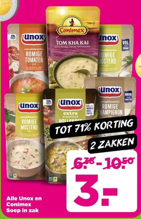 Aanbieding: Unox en Conimex Soep in zak