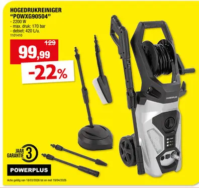 Promotie: Powerplus POWXG90504 hogedrukreiniger 2200W