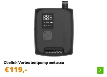 Aanbieding: Obelink Vortex tentpomp met accu