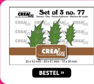 Promotie: Crealies Set of 3 no. 77 blaadjes dichte hulstblaadjes met stiklijn
