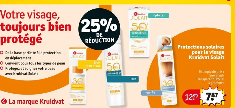 Offre: Protection solaires pour les visage