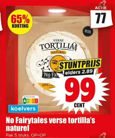 Aanbieding: No Fairytales verse tortilla's naturel