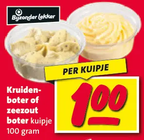 Aanbieding: Kruidenboter of zeezout boter kuipje