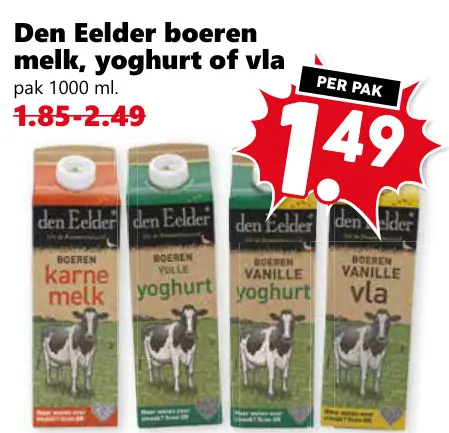 Aanbieding: Boeren melk, yoghurt of vla