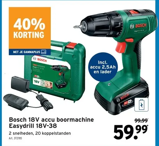 Promotie: Bosch 18V accu boormachine Easydrill 18V-38