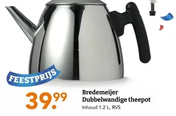 Aanbieding: Bredemeijer Dubbelwandige theepot