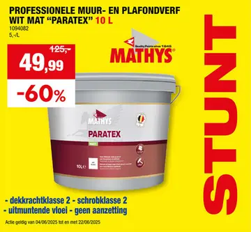 Aanbieding: Mathys Paratex professionele muur- en plafondverf 10l mat wit