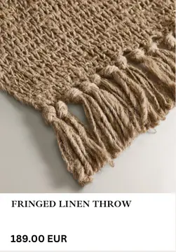 Aanbieding: Fringed linen throw