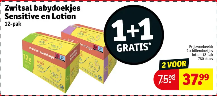 Promotie: Zwitsal babydoekjes Sensitive en Lotion
