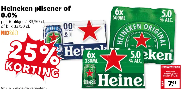 Aanbieding: Heineken pilsener of 0.0%