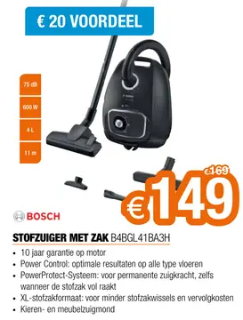 Aanbieding: Stofzuiger met zak b4bgl41ba3h