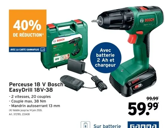 Offre: Perceuse 18 V Bosch EasyDrill 18V-38