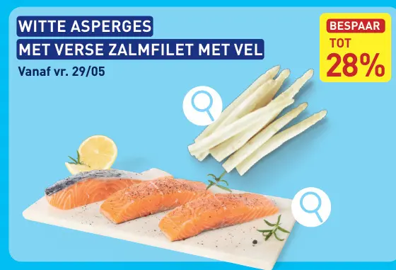 Promotie: Witte asperges met verse zalmfilet met vel