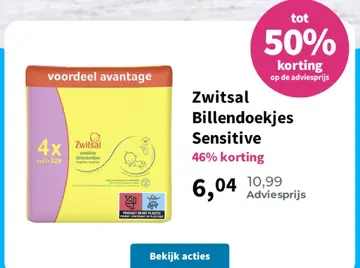Aanbieding: Zwitsal Billendoekjes Sensitive