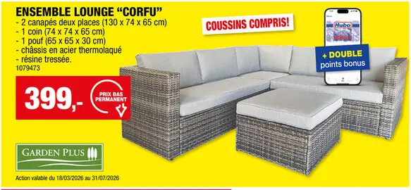 Offre: Garden Plus salon de jardin Corfu gris clair