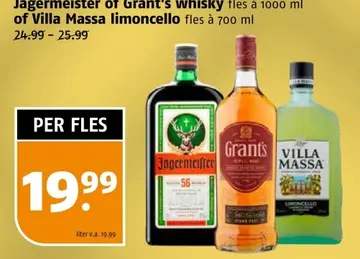 Aanbieding: Jagermeister of Grant's whisky of Villa Massa Limoncello