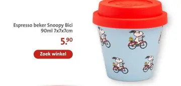 Aanbieding: Espresso beker Snoopy Bici