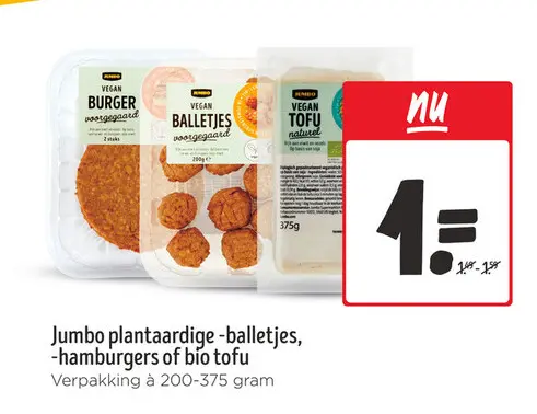 Aanbieding: plantaardige -balletjes, -hamburgers of bio tofu
