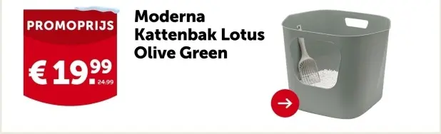 Promotie: Kattenbak Lotus Olive Green