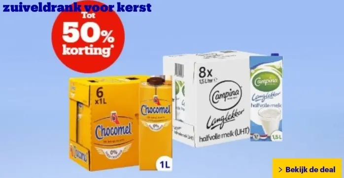 Aanbieding: Chocomel and Campina Langlekker halfvolle melk