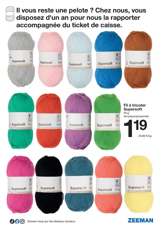 Offre: Fil à tricoter Supersoft