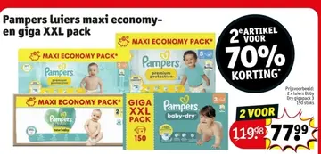 Aanbieding: Pampers luiers maxi economy- en giga XXL pack