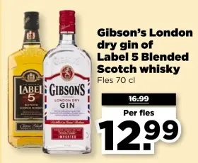Aanbieding: Gibson's London dry gin of Label 5 Blended Scotch whisky