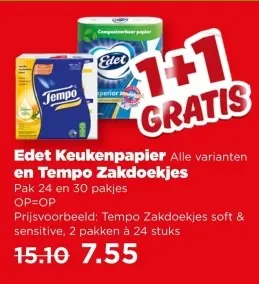 Aanbieding: Edet Keukenpapier en Tempo Zakdoekjes