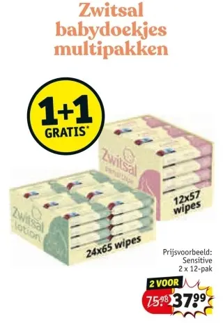 Aanbieding: Zwitsal babydoekjes multipakken