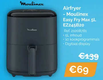 Aanbieding: Airfryer - Moulinex Easy Fry Max 5L EZ245B20