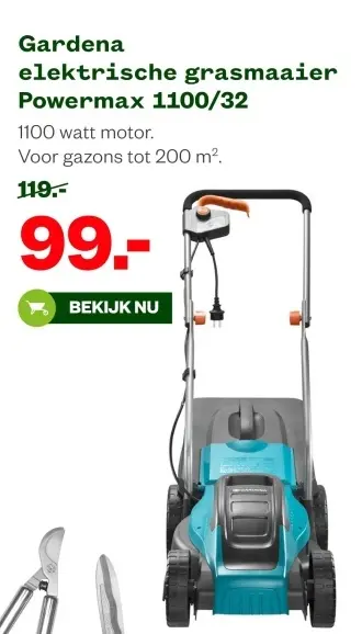Aanbieding: Elektrische grasmaaier Powermax 1100/32