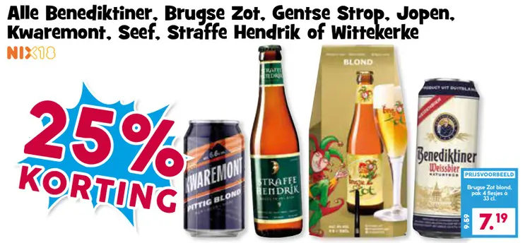 Aanbieding: Alle Benediktiner, Brugse Zot, Gentse Strop, Jopen, Kwaremont, Seef, Straffe Hendrik of Wittekerke
