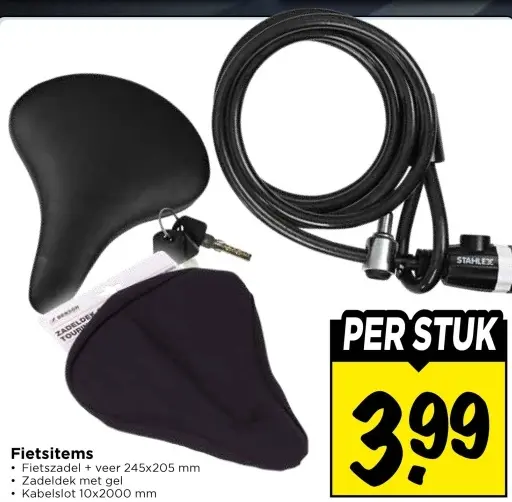 Fietszadel, zadeldek met gel of kabelslot