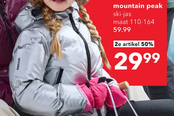 Aanbieding: Mountain Peak kinder ski-jas zilver 10000 mm waterkolom