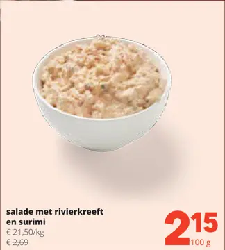 Aanbieding: salade met rivierkreeft en surimi
