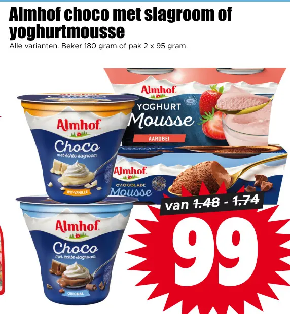 Aanbieding: Choco met slagroom of yoghurtmousse