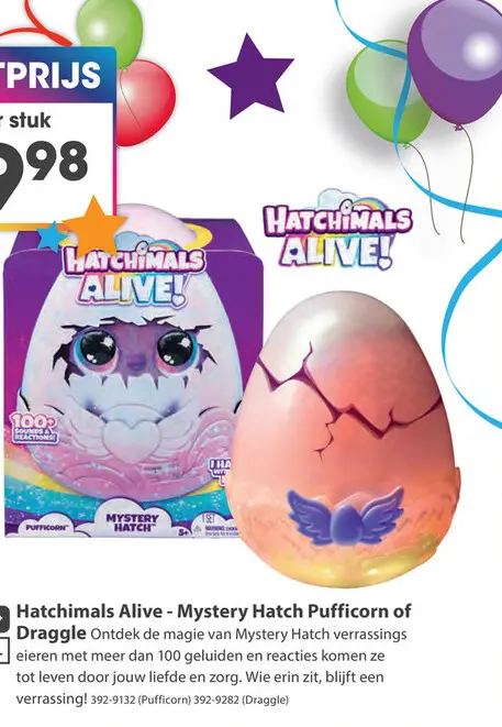 Aanbieding: Hatchimals Alive - Mystery Hatch Pufficorn of Draggle