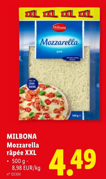 Offre: MILBONA Mozzarella râpée XXL