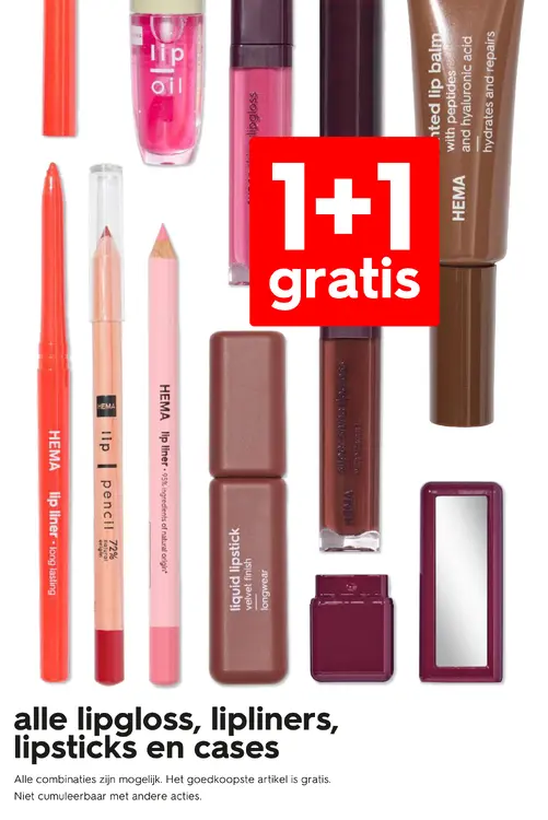 Promotie: Lipgloss, lipliners, lipsticks en cases