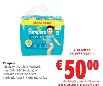 Aanbieding: Pampers Baby-Dry luiers maxipack