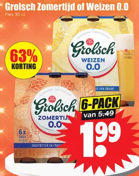 Aanbieding: Grolsch Zomertijd of Weizen 0.0