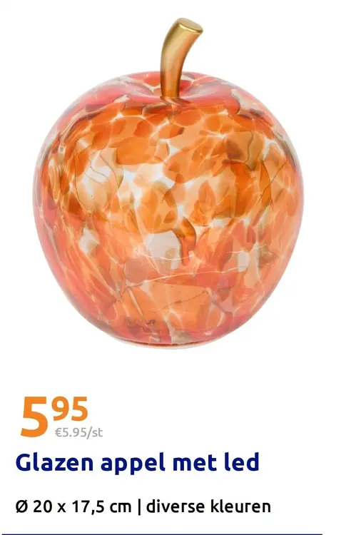 Aanbieding: Glazen appel met led