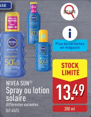 Offre: Spray ou lotion solaire