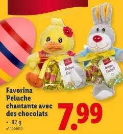 Offre: Peluche chantante avec des chocolats